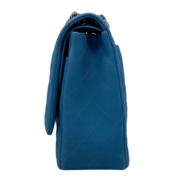 Chanel Maxi Suede Caviar Classic Flap Bag Blue - Picture 4 of 13